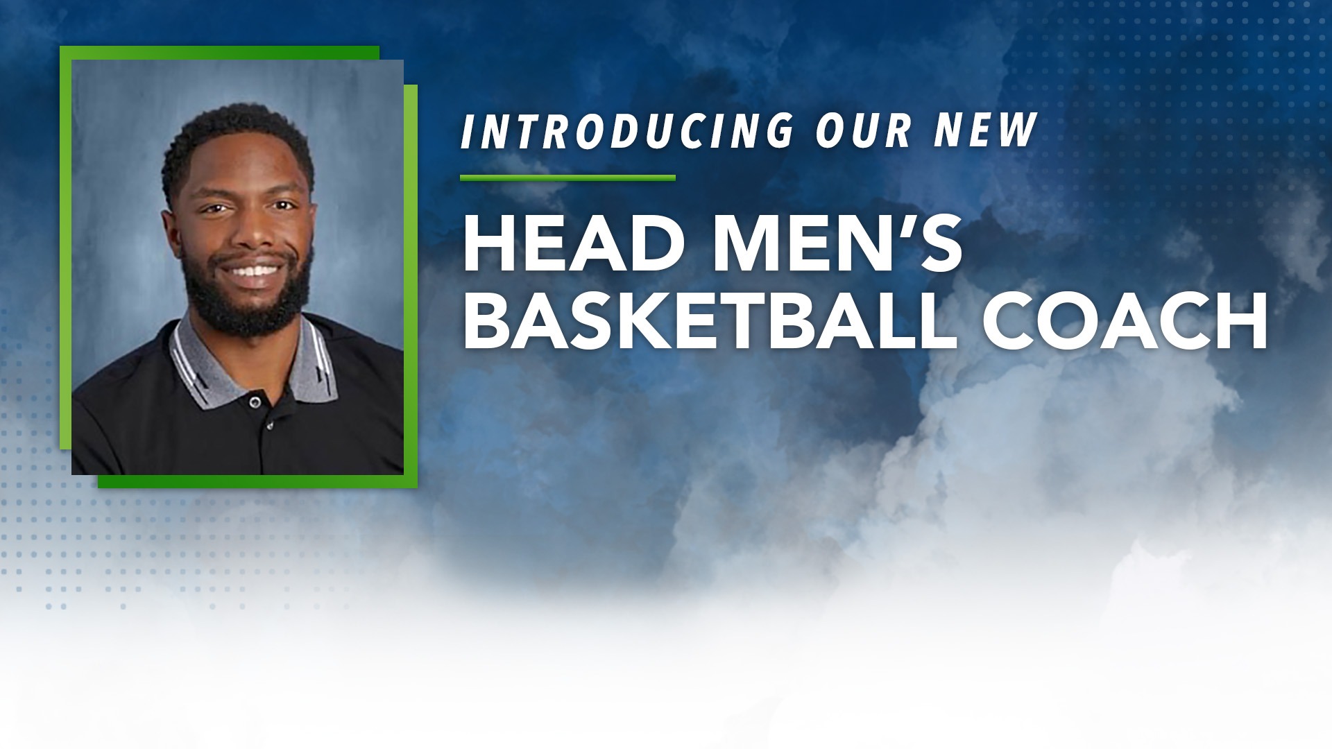 A website header immage freaturing the hire of Jonathan Smith as head men's basketball coach.  