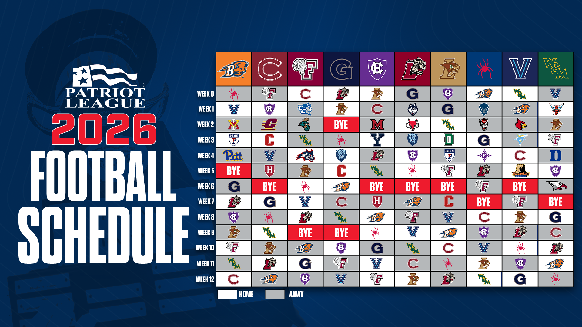 2026 Patriot League Football Schedule