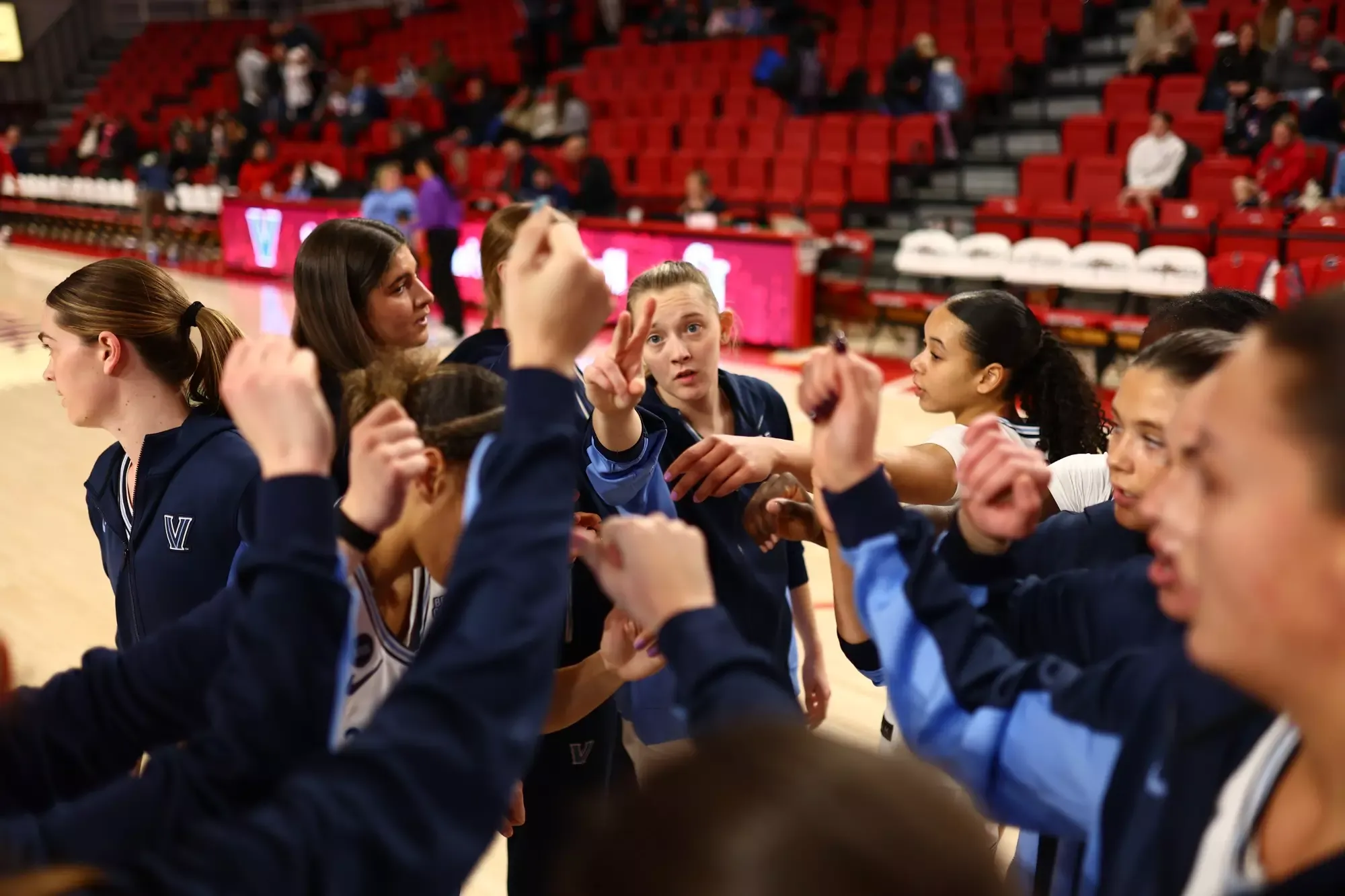 Villanova Women's Basketball huddle at St. John's