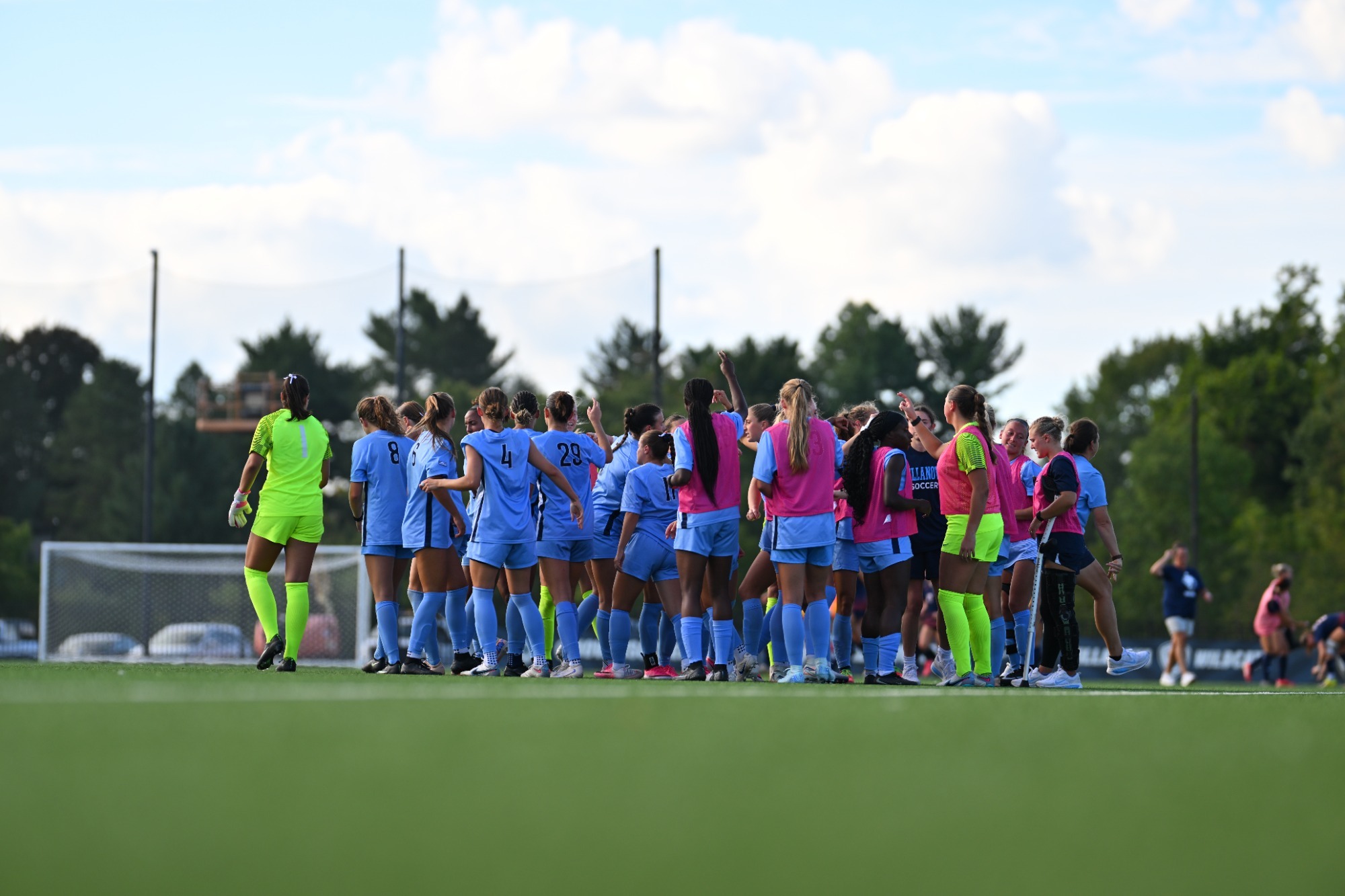 Women's Soccer huddle