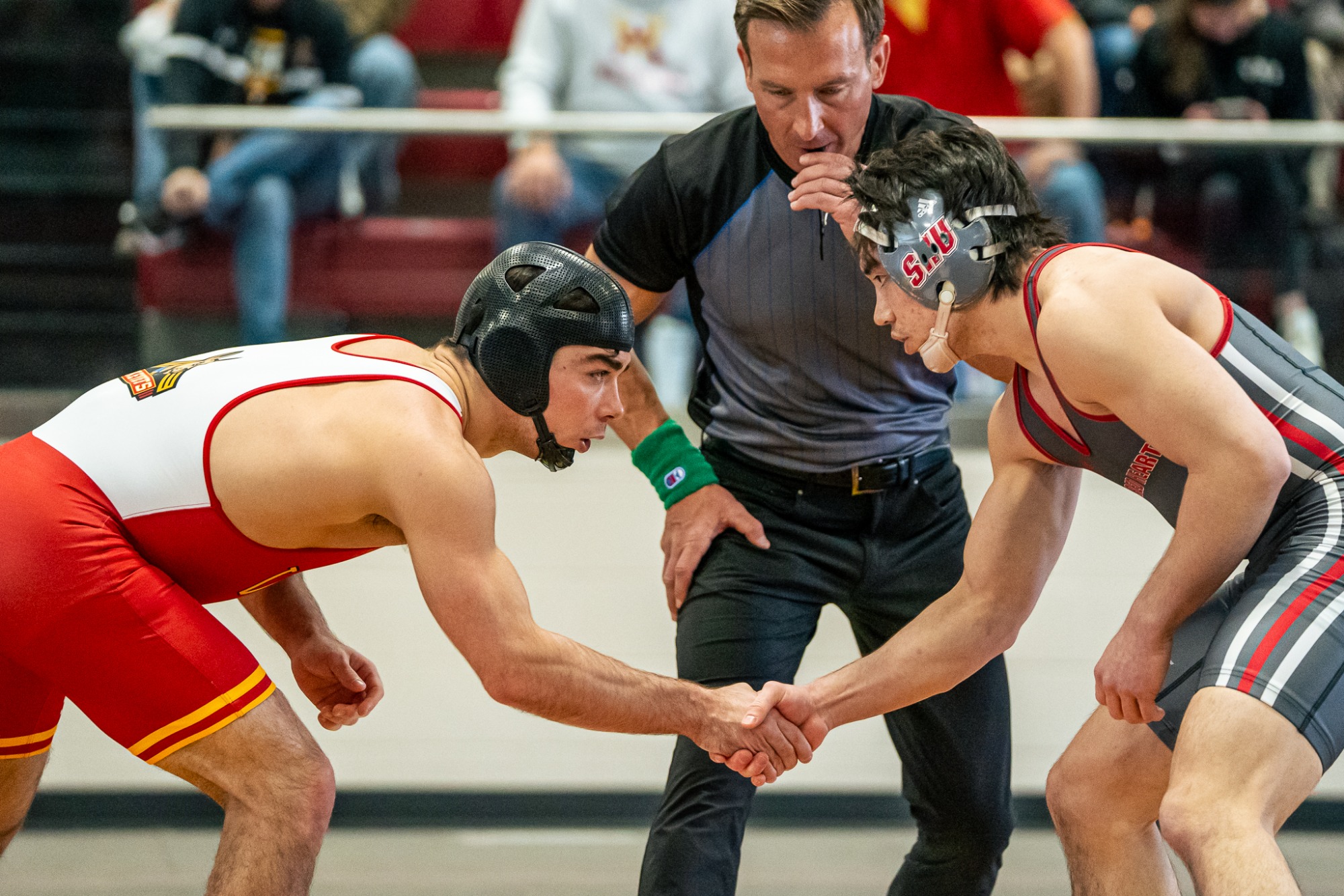 VMI Wrestling  Acttion Shot vs. SHU and BU