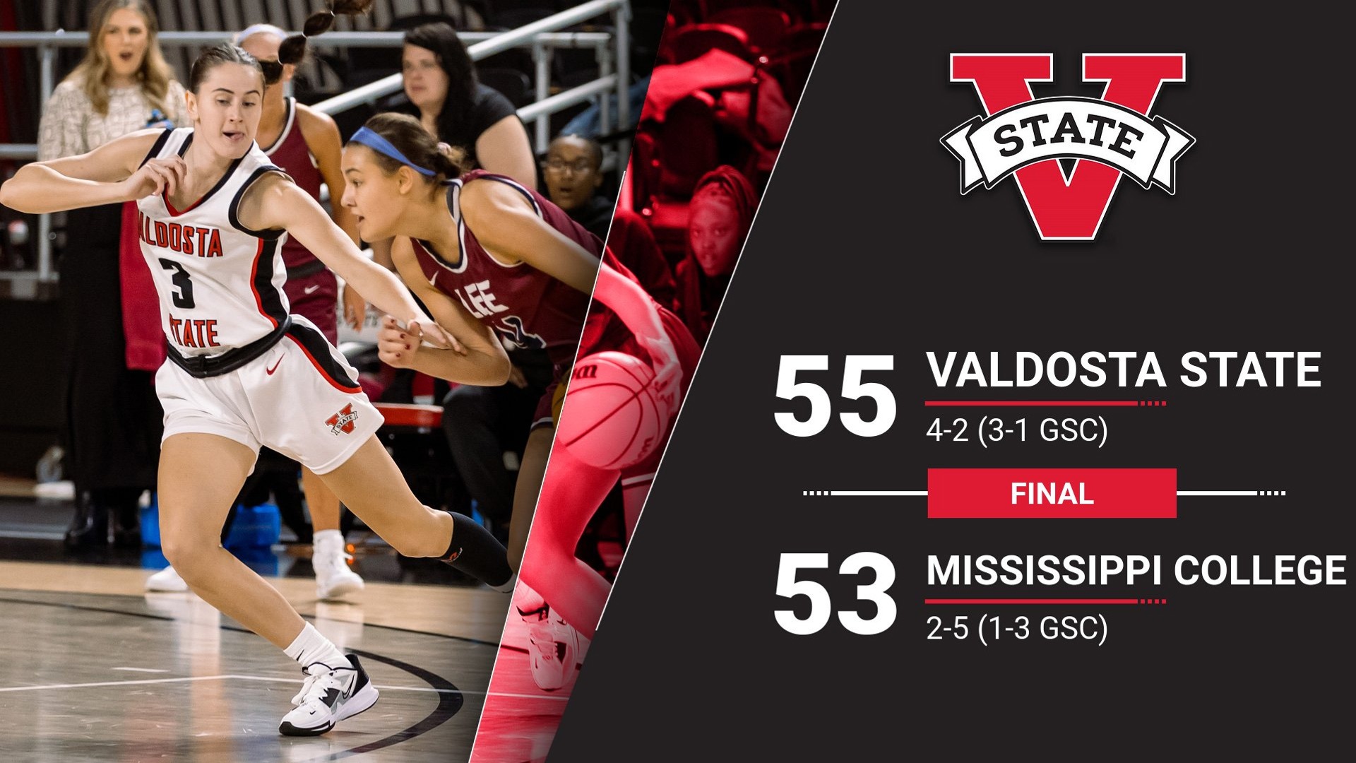 Lady Blazers Withstand Late Rally by Mississippi College for 5553 Road