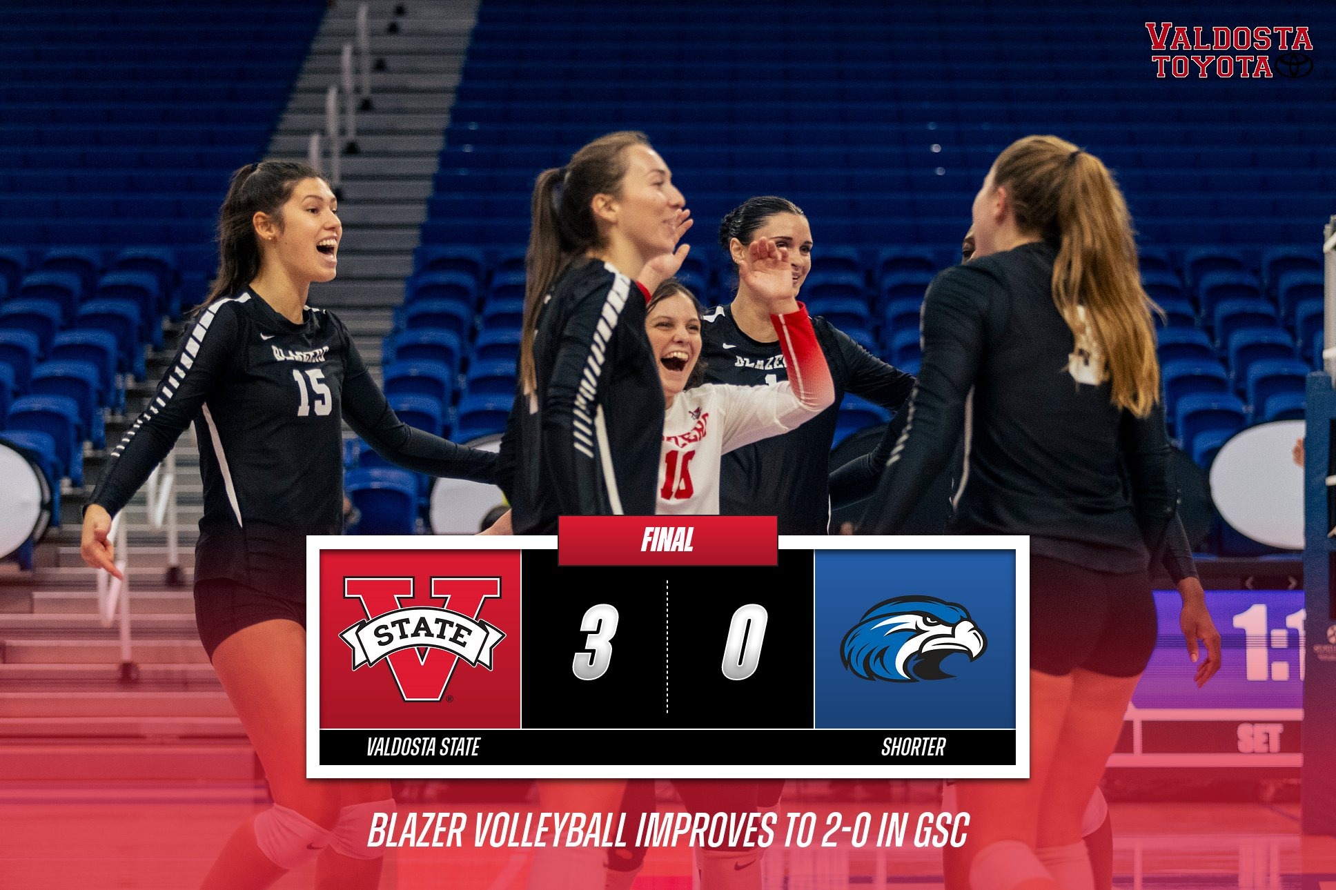 Blazer Volleyball Downs Shorter in Three Valdosta State University