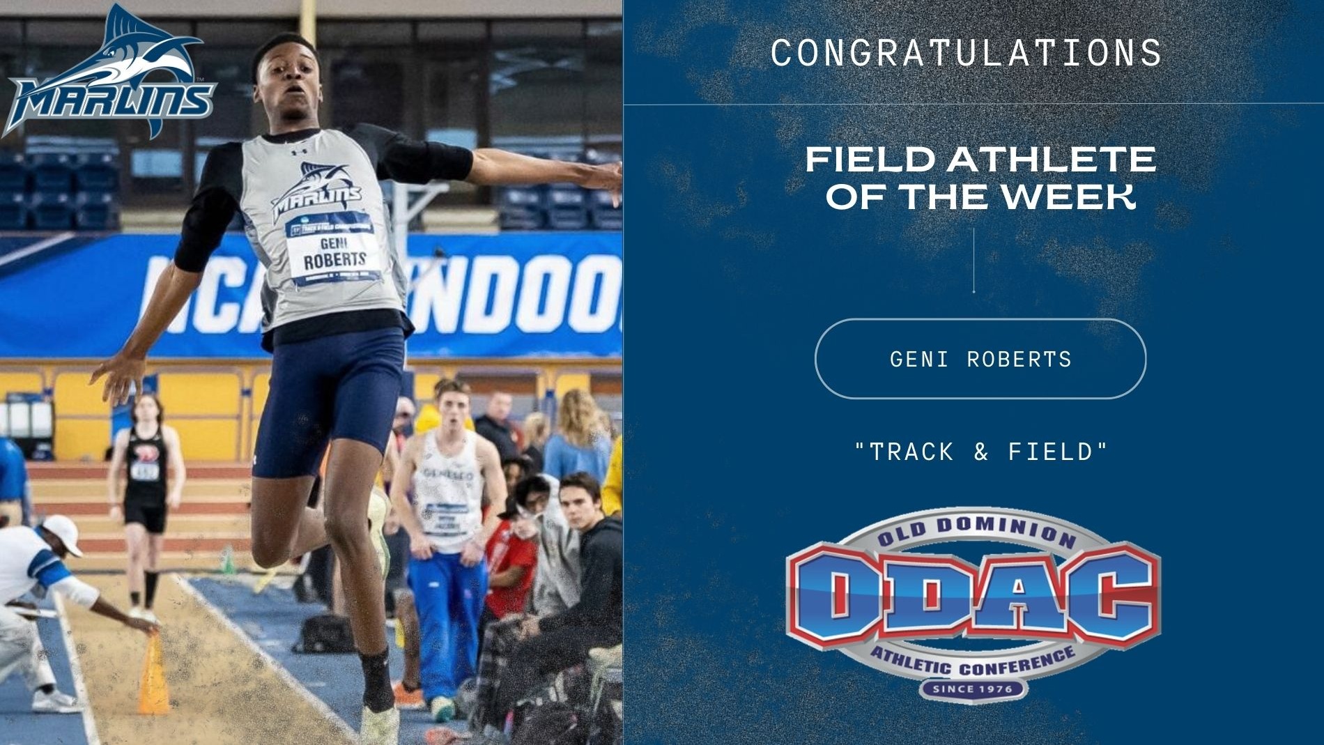 Roberts Named ODAC Field Athlete of the Week Virginia Wesleyan University