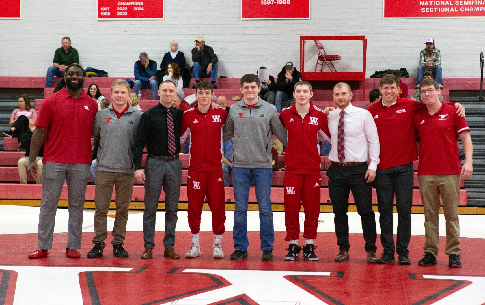 2025-2026 Wabash College Wrestling Serniors and Coaches