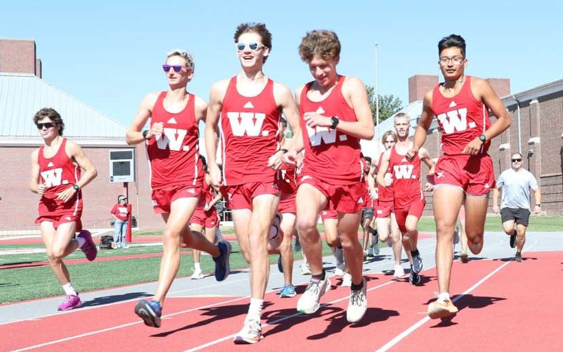 The 2025 Wabash College cross country team at the start of the Charlie Finch Alumni Run