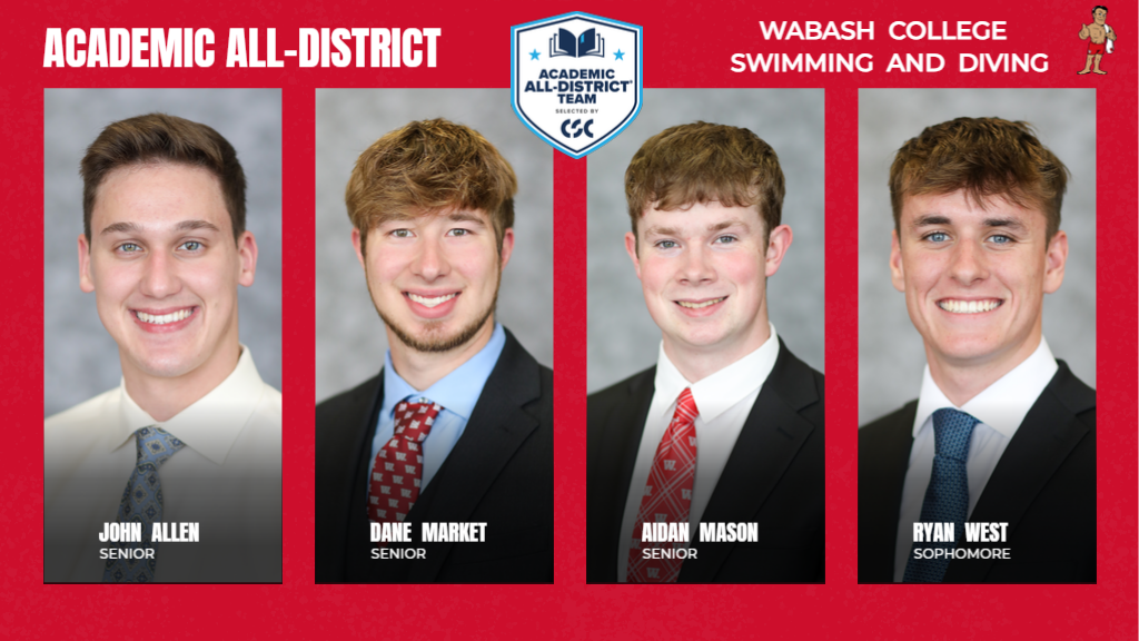 John Allen, Dane Market, Aidan Mason, and Ryan West named to the 2026 CSC NCAA DIII Academic All-America Swimming and Diving Team