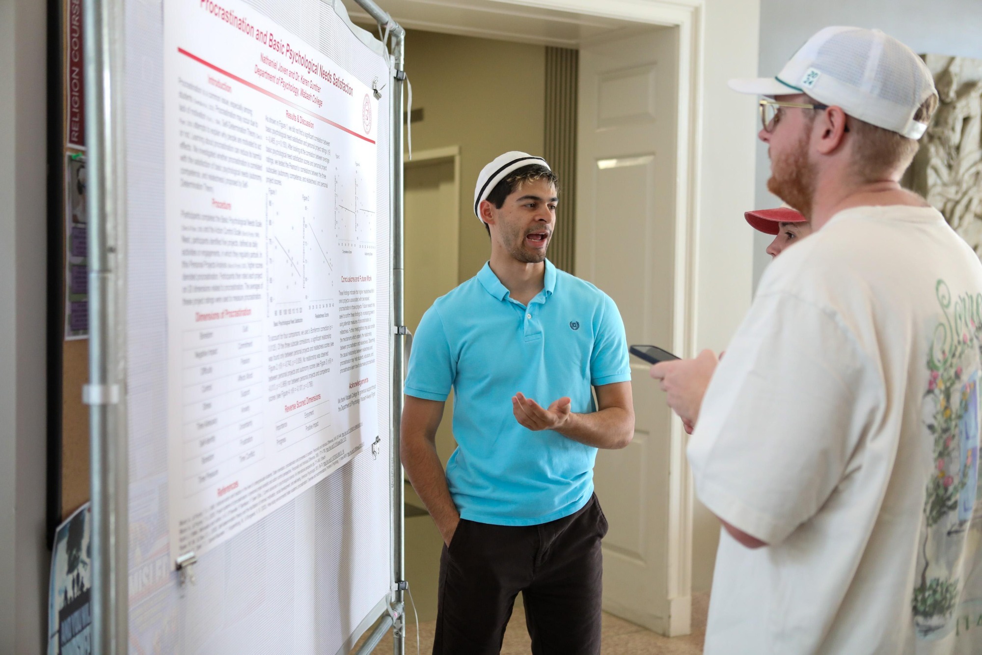 Wabash College student-athlete Nate Joven presents his psychology research to fellow students