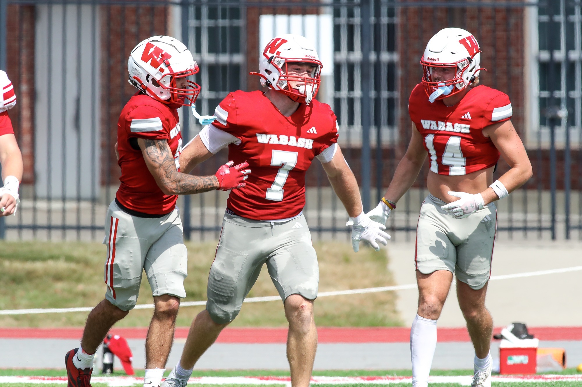 Cole Dickerson celebrates his rushing touchdown against Wittenberg.