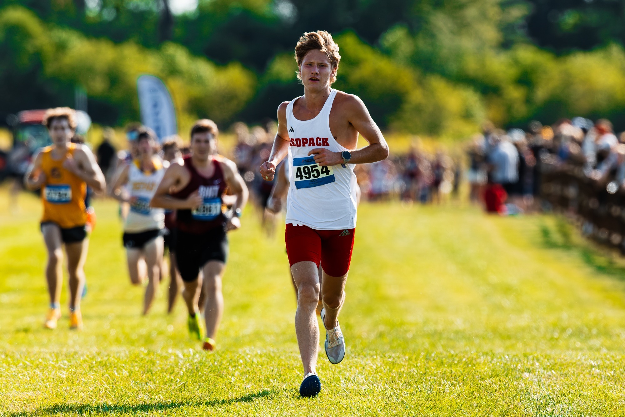 A Wabash cross country runner finishes at the 2026 Franklin College Grizzly Invitational