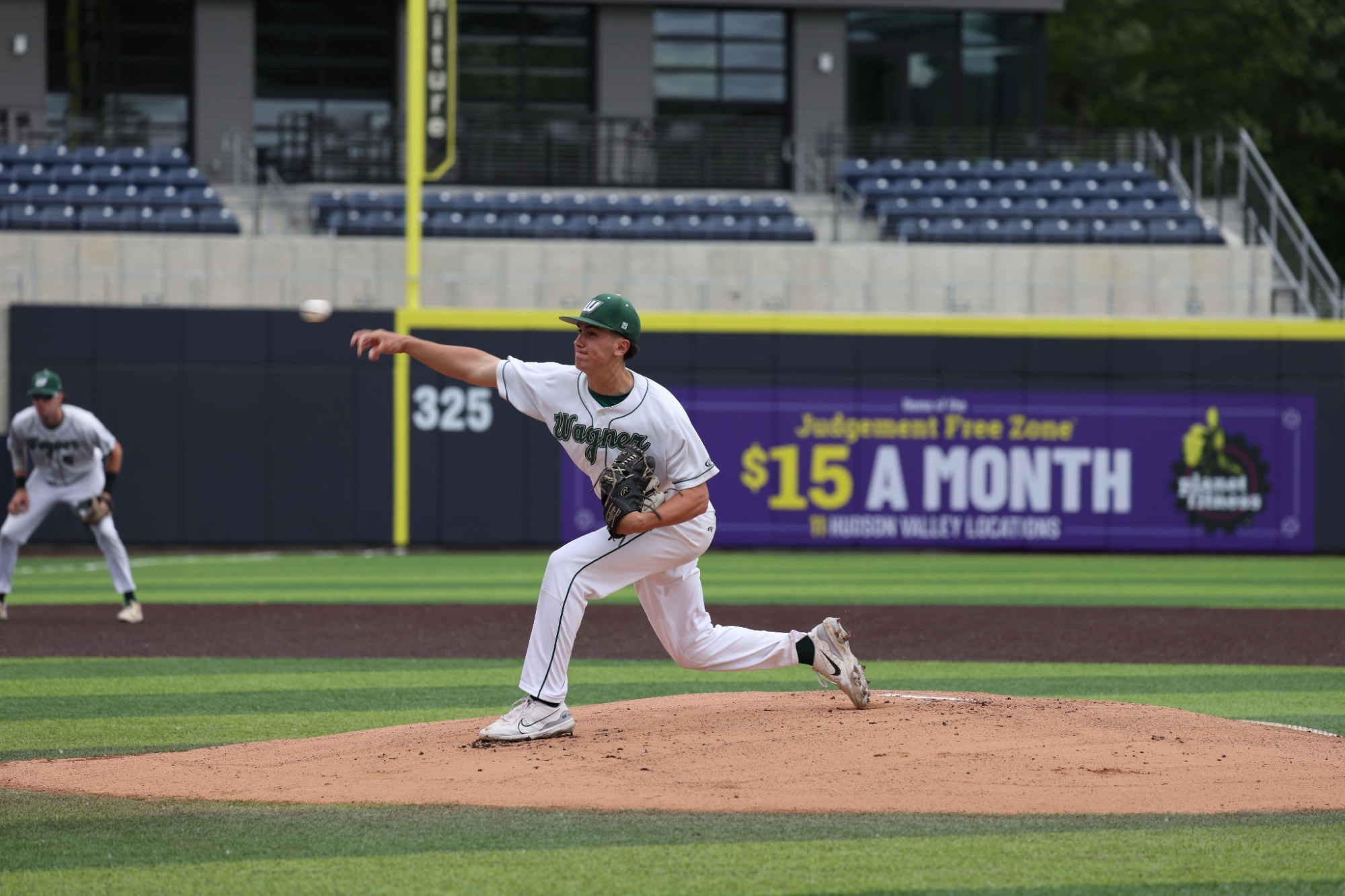 Colin Trizuto pitches against Stonehill in the 2025 NEC Tournament