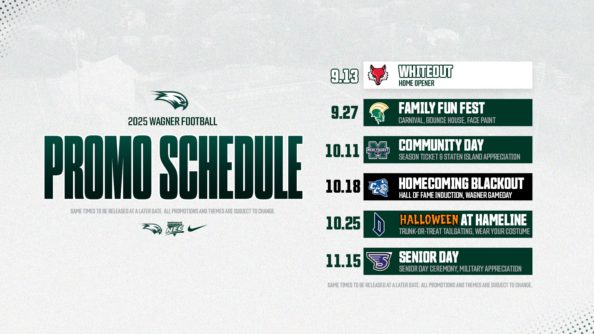 Football Announces 2025 Schedule - Wagner College Athletics