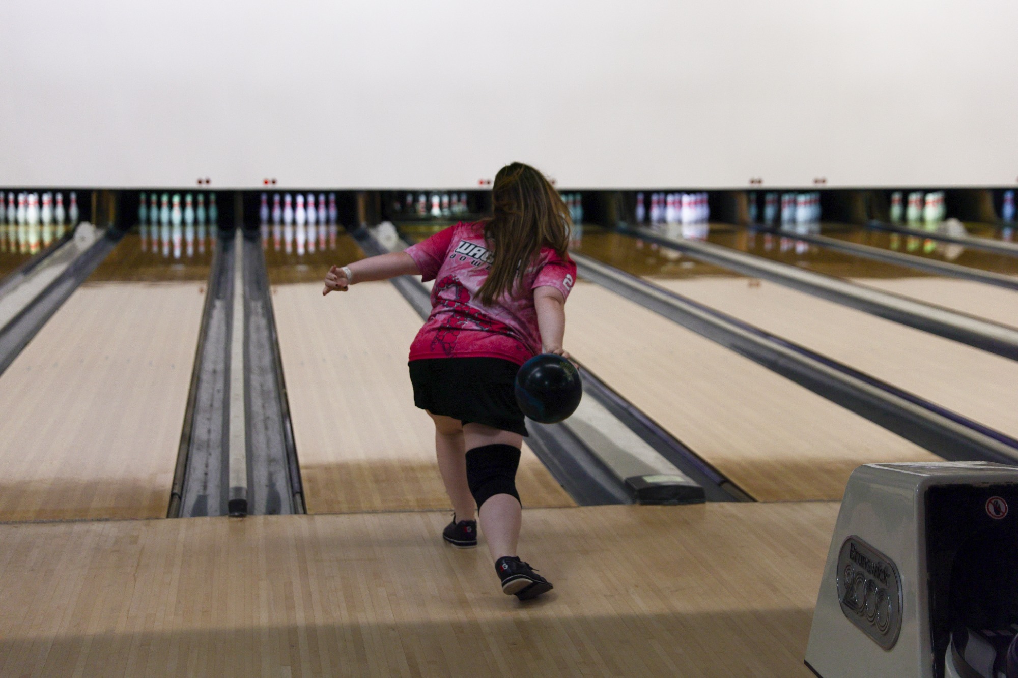 Angelia Lubrano bowls at the Shadow Hawk Challenge