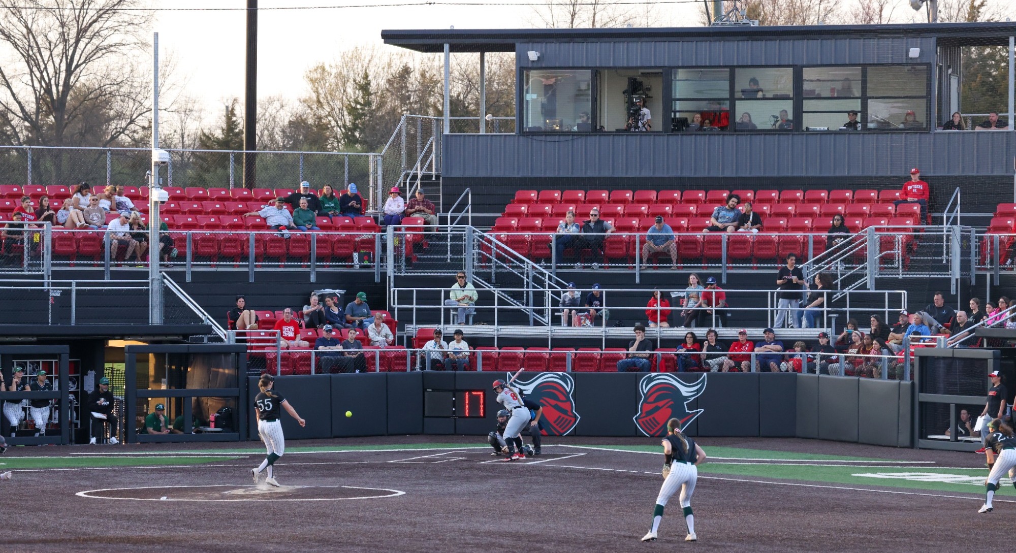 Lotus pitches at Rutgers softball stadium