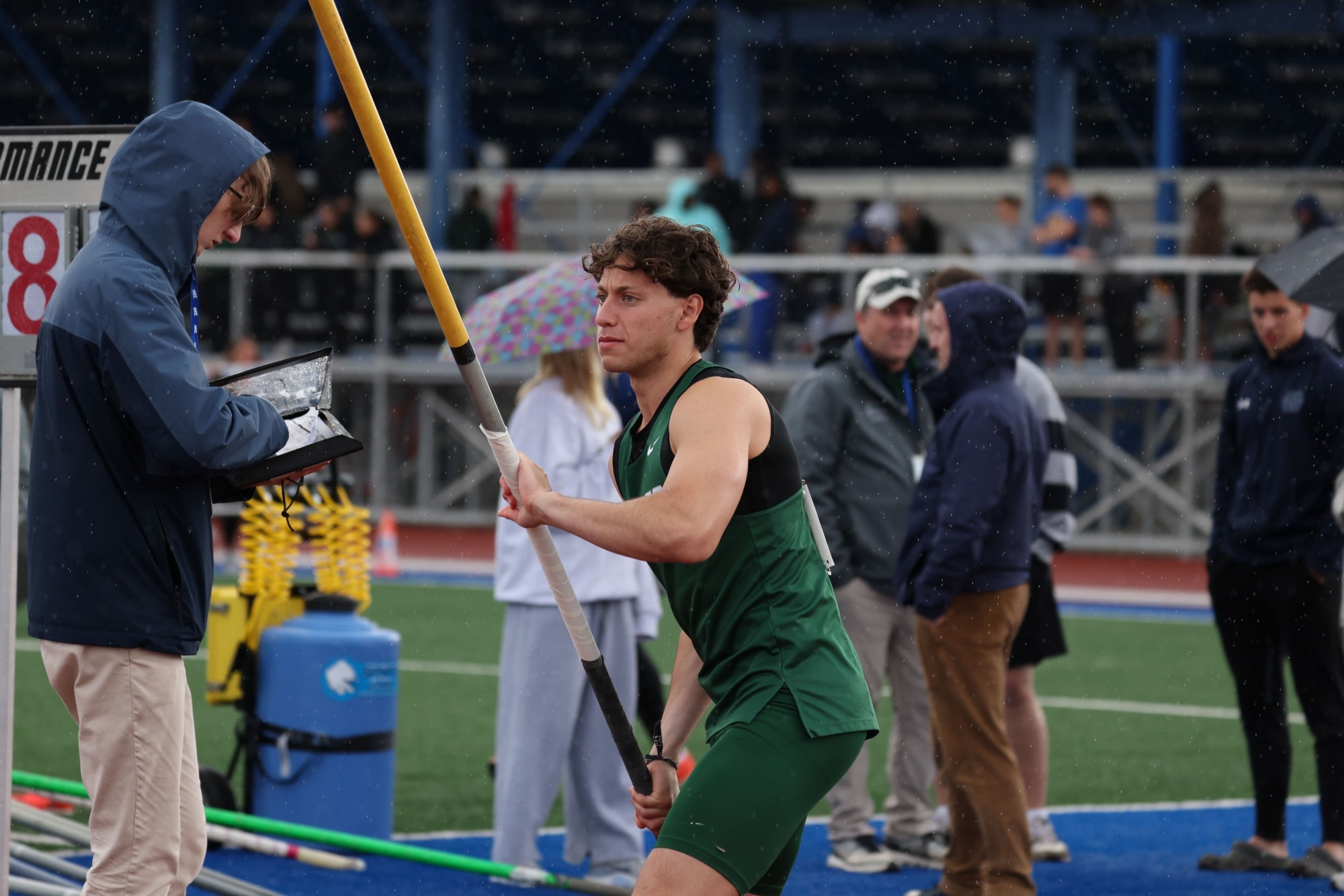 Amir Shokry pole vaulting at the NEC Outdoor Championships 5/2/26