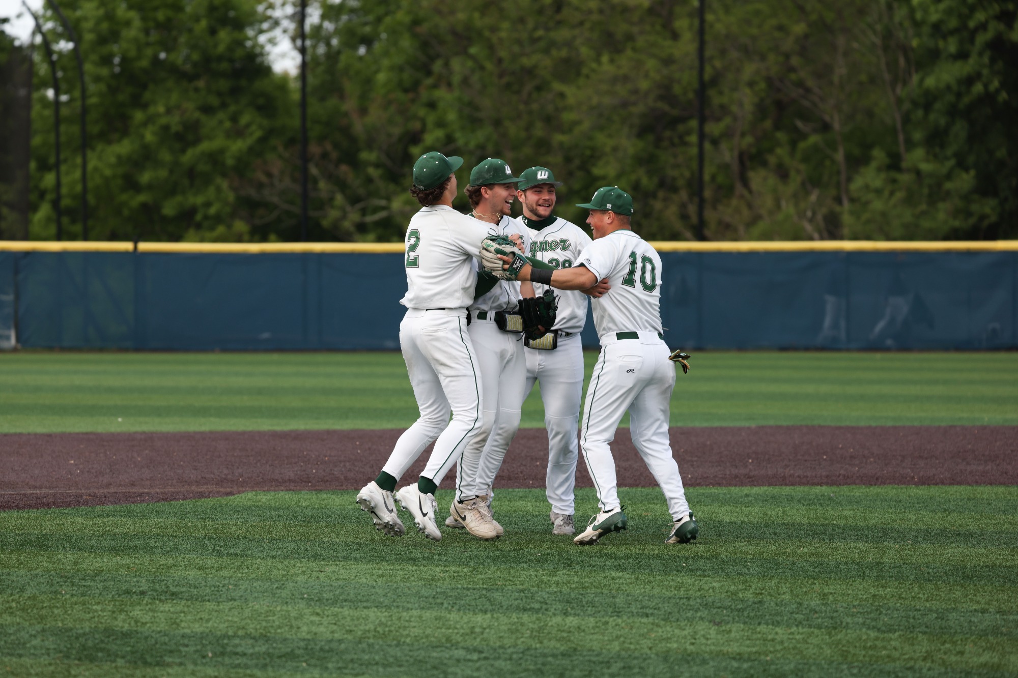 The Wagner infield celebrates after a win over Coppin State 5/8/26