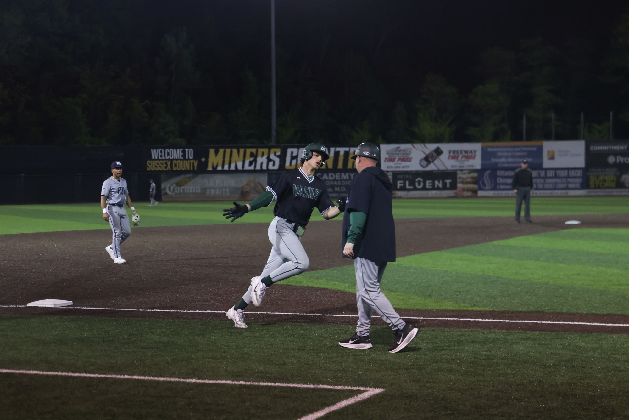 Dylan Immel celebrates a home run hit against FDU