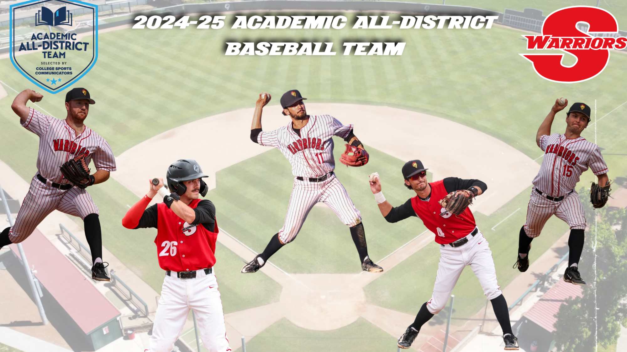 Five Warriors Named to Academic All-District Baseball Team