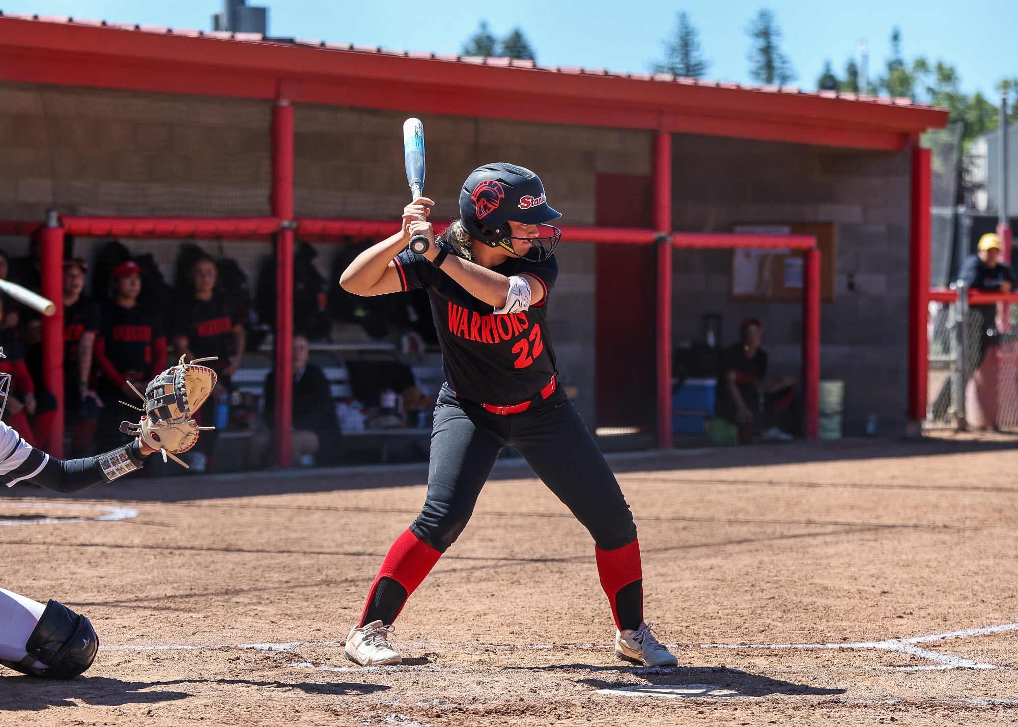 A photo of Madison Rosebrough getting ready to bat at a recent game