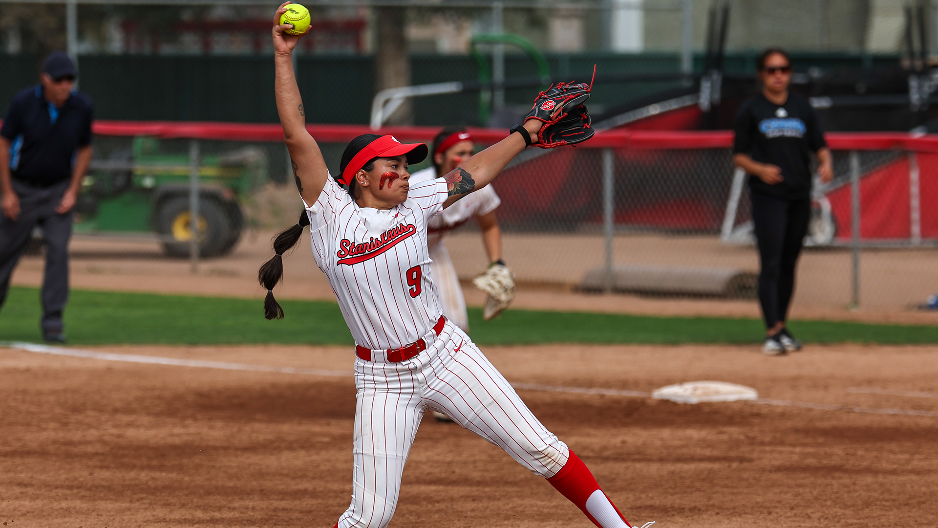 Alexandria Himes pitching in a recent game at Stan State