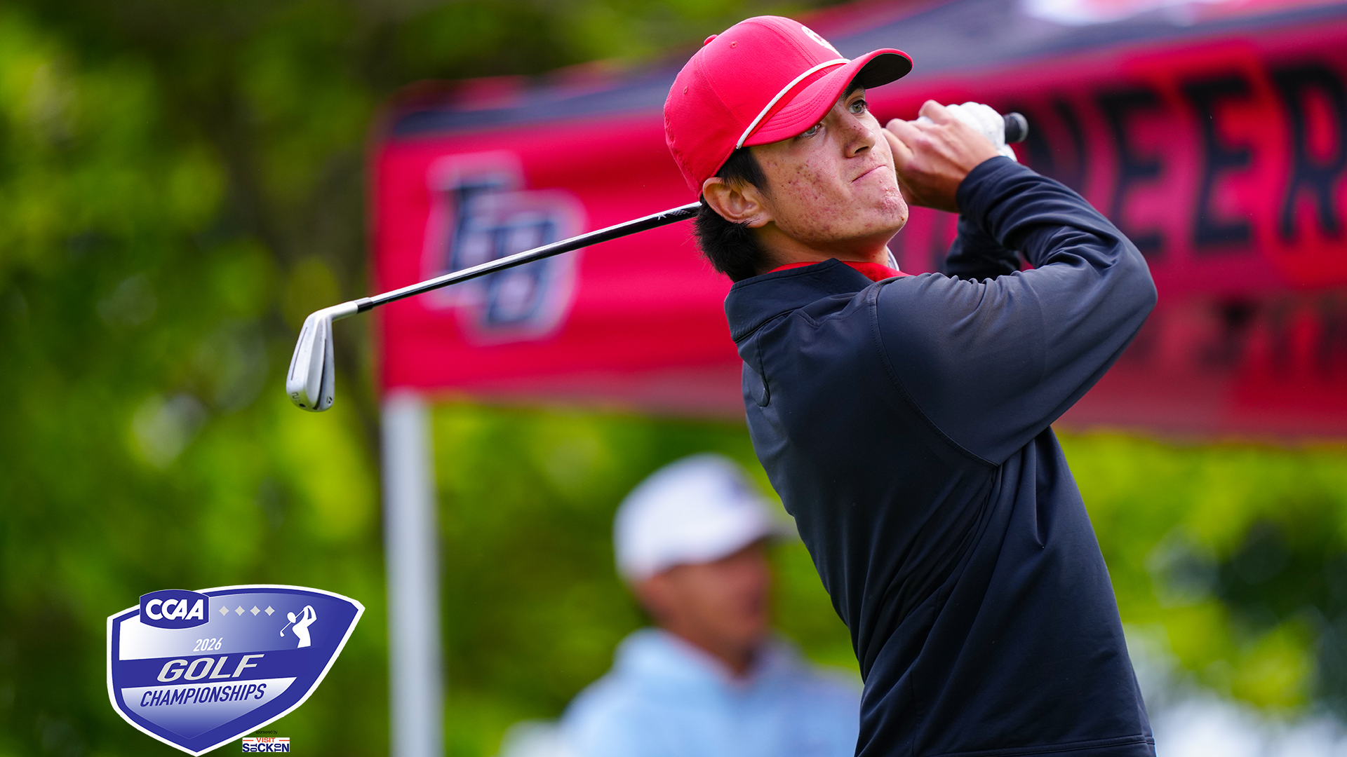 Owen Bascom teeing off in the First Round of the CCAA's