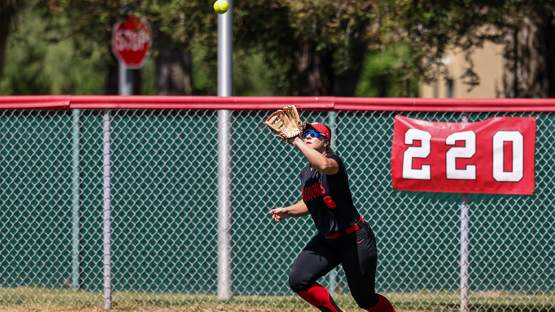 Adddie Meddings getting ready to catch a fly out