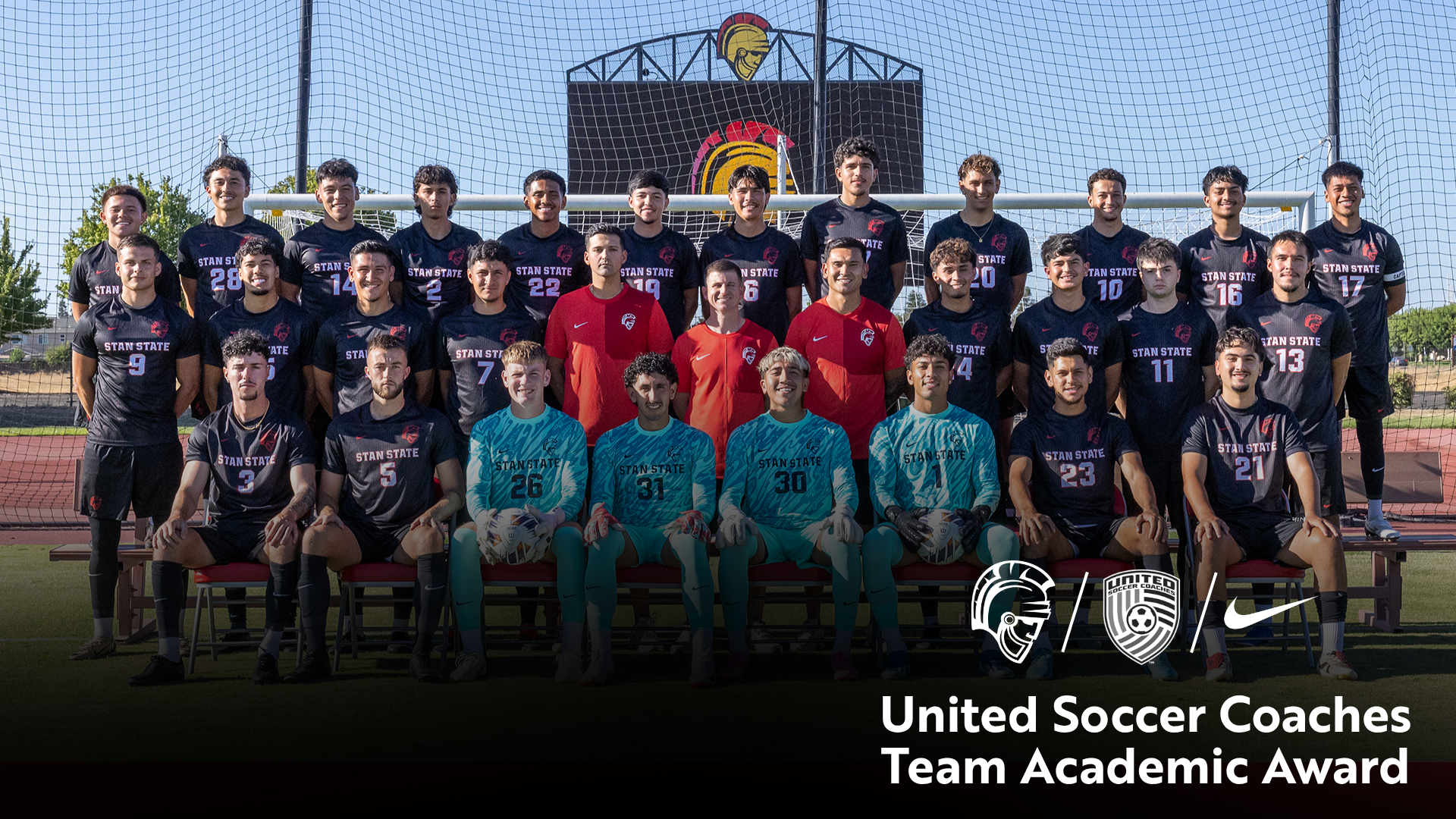 Team photo of the Warriors who were United Soccer Coaches Team Academic Award recipients