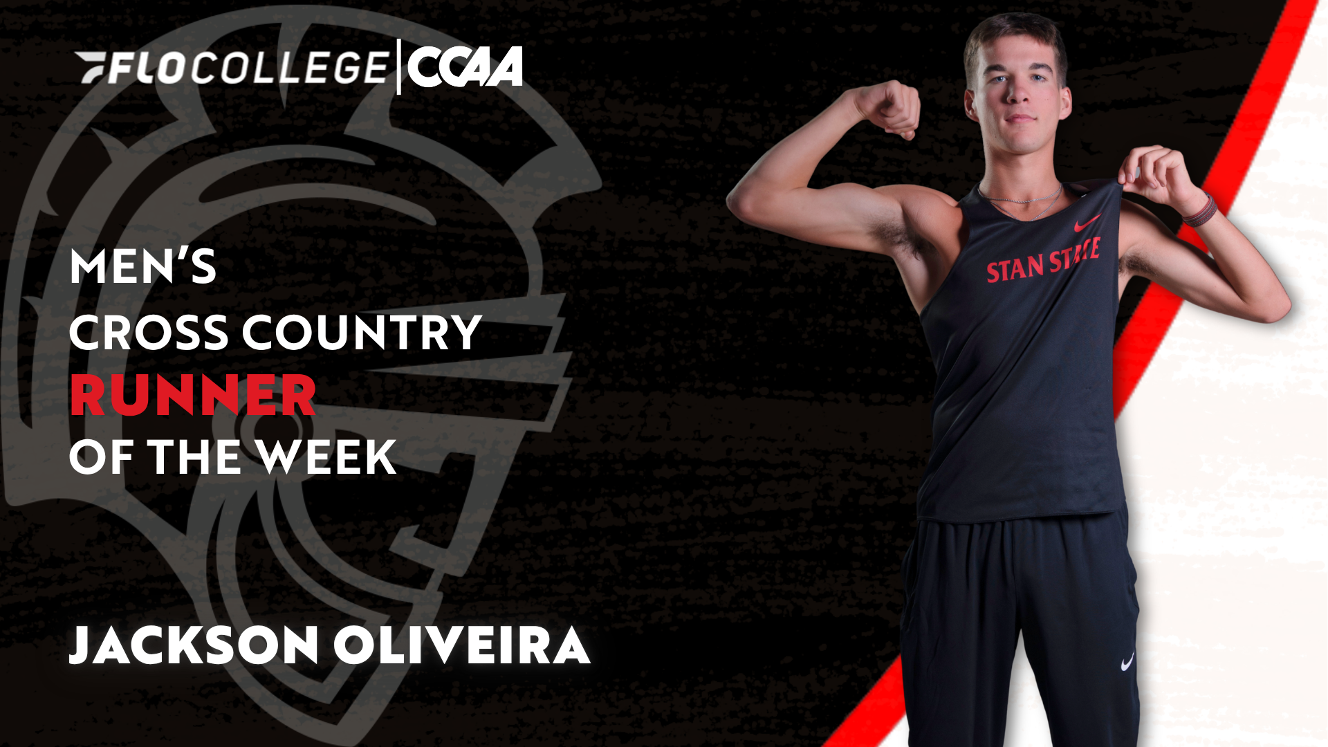 Photo of Jackson Oliveira with CCAA logo and FloCollege
