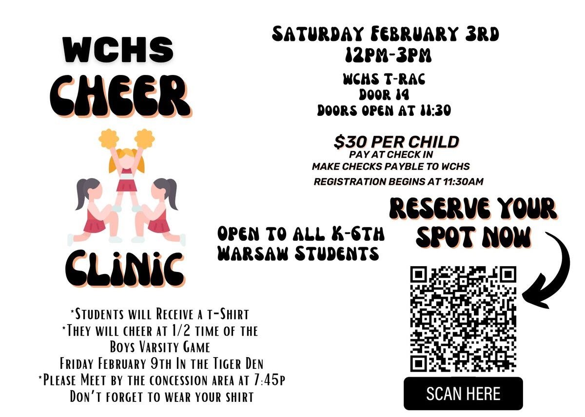 WCHS Cheer Clinic Saturday Warsaw Community High School