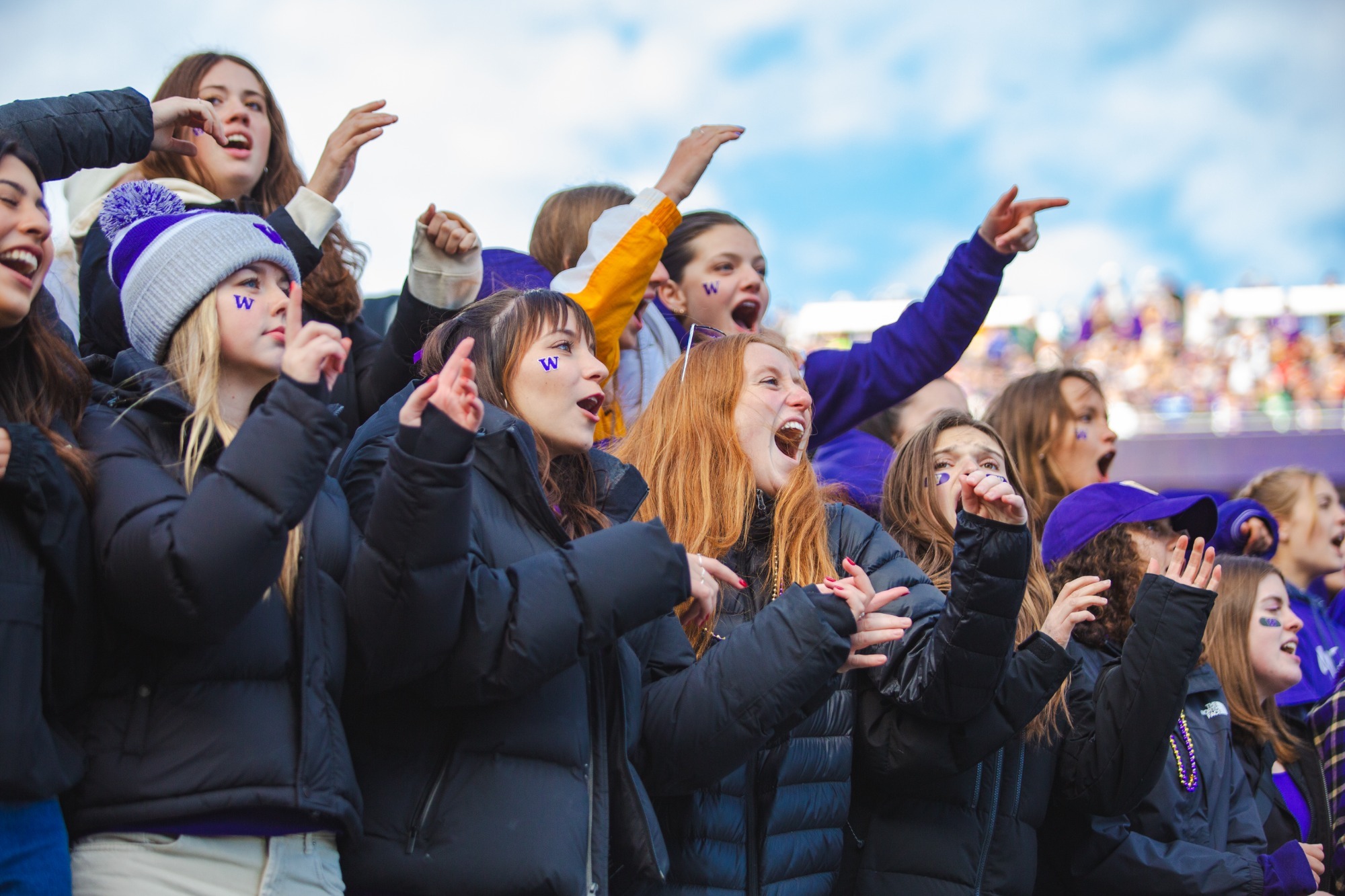 UW football fans cheering