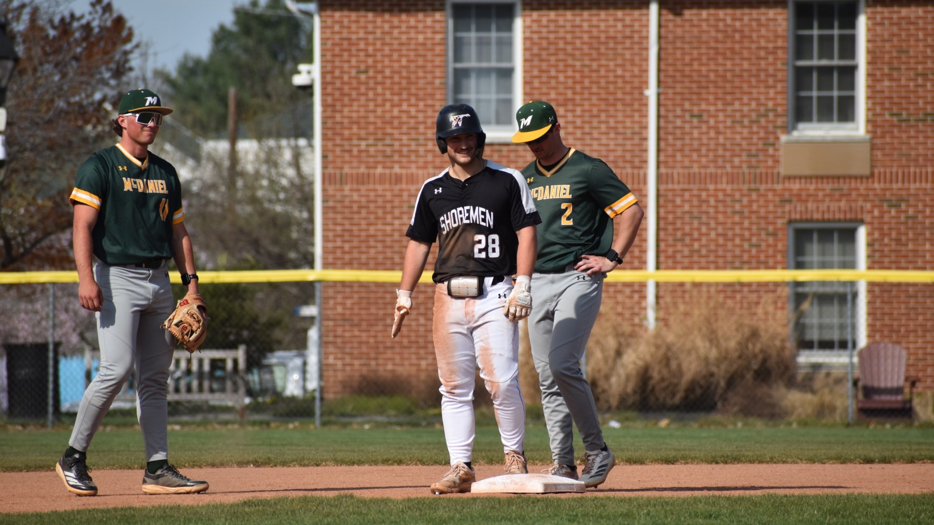 Alex Dardaris stadning on second base 
