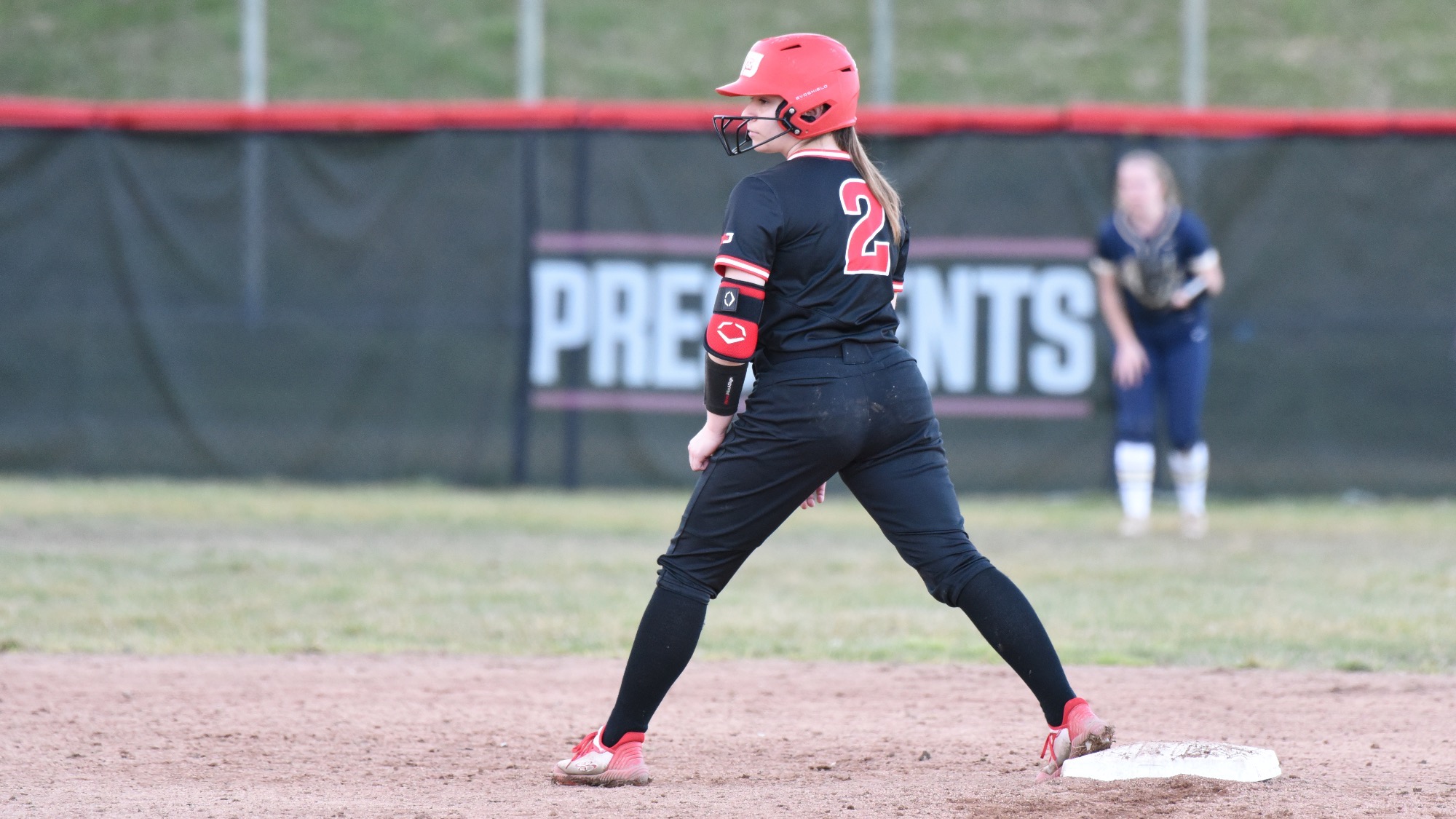 Mirranda Rinehart leads off of second base during the 2024 season opener vs. Juniata 