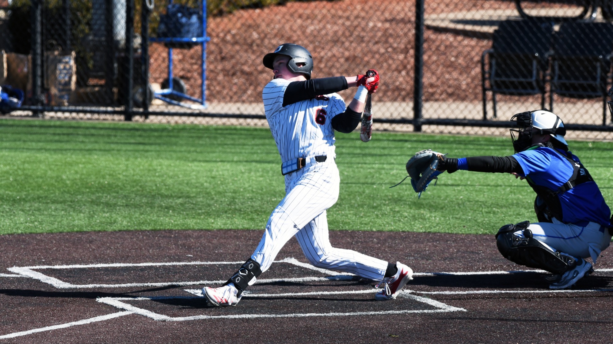 Jack Anderson swings at a pitch during a 2026 game versus CWRU