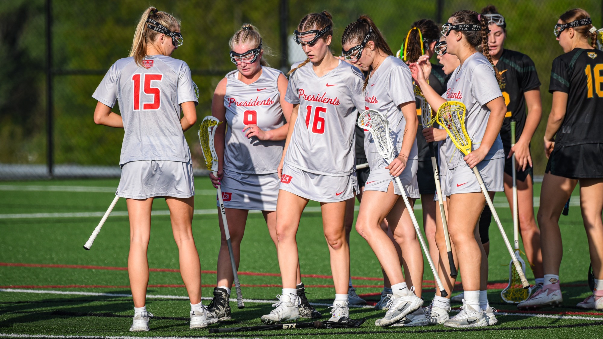 2026 Women's Lacrosse following a goal vs Saint Vincent