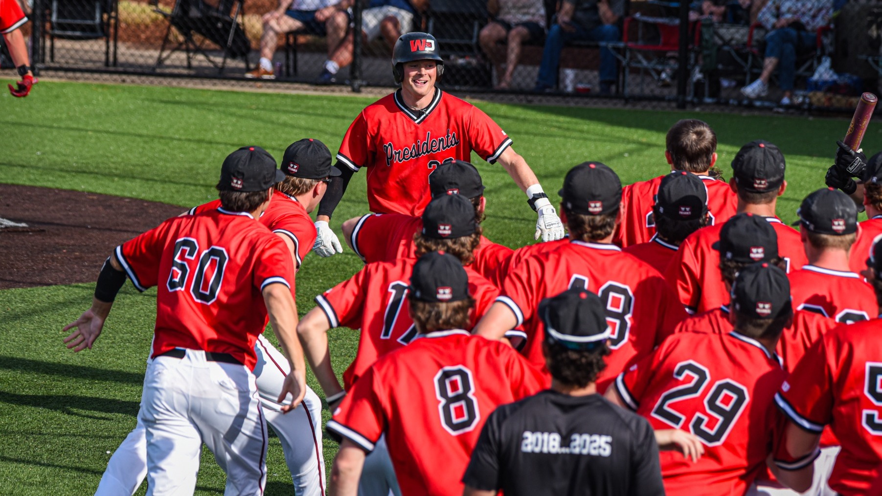 Josh Dezenzo celebration after hitting third homer of the day vs Allegheny