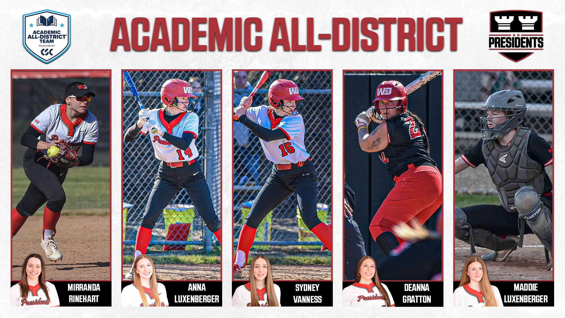 CSC Academic All-District 2026 Softball Graphic