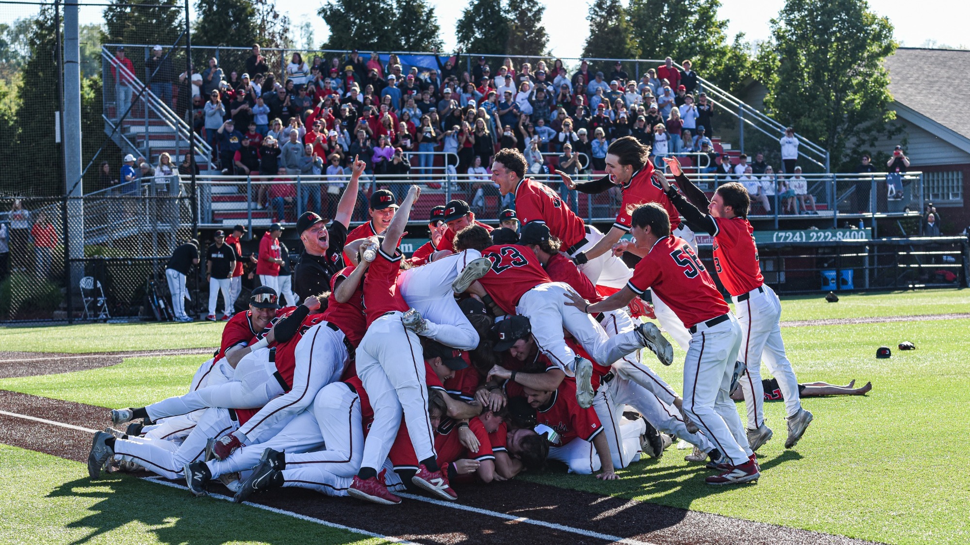2026 W&J Baseball - PAC Champions Dogpile Photo