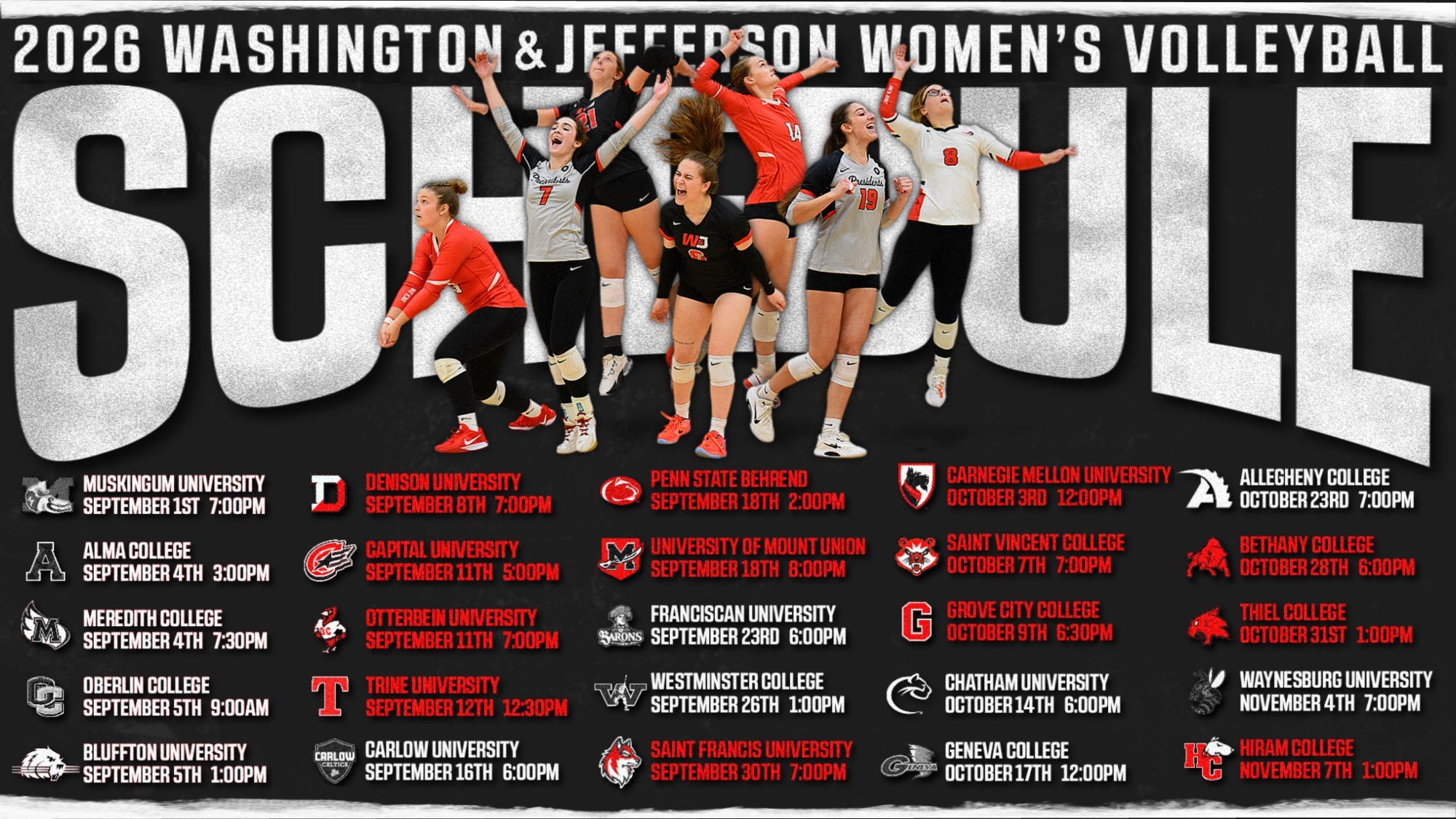 Women's Volleyball 2026 Schedule Graphic