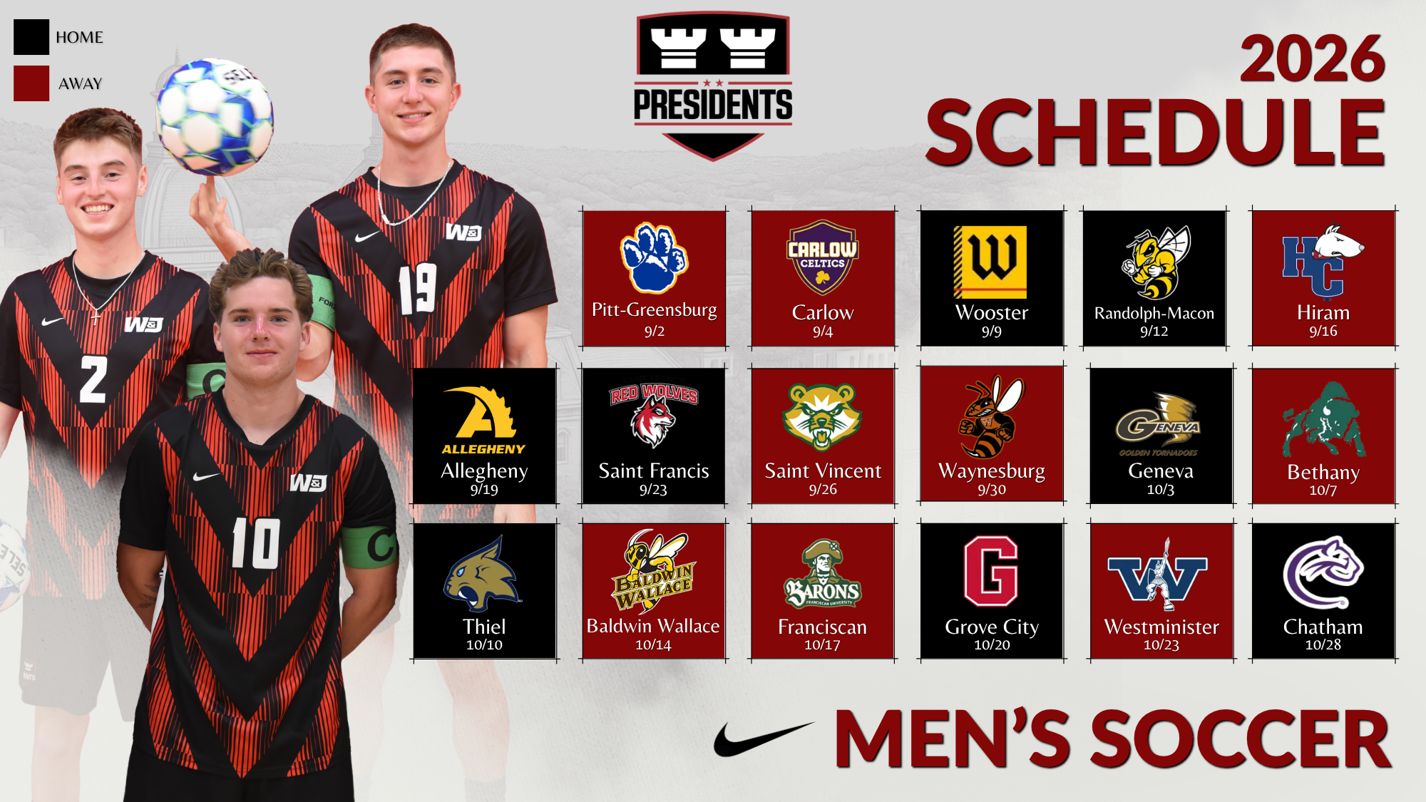 Men's Soccer 2026 Schedule Graphic