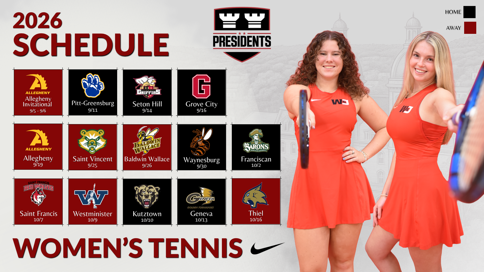 2026 Women's Tennis Schedule Graphic