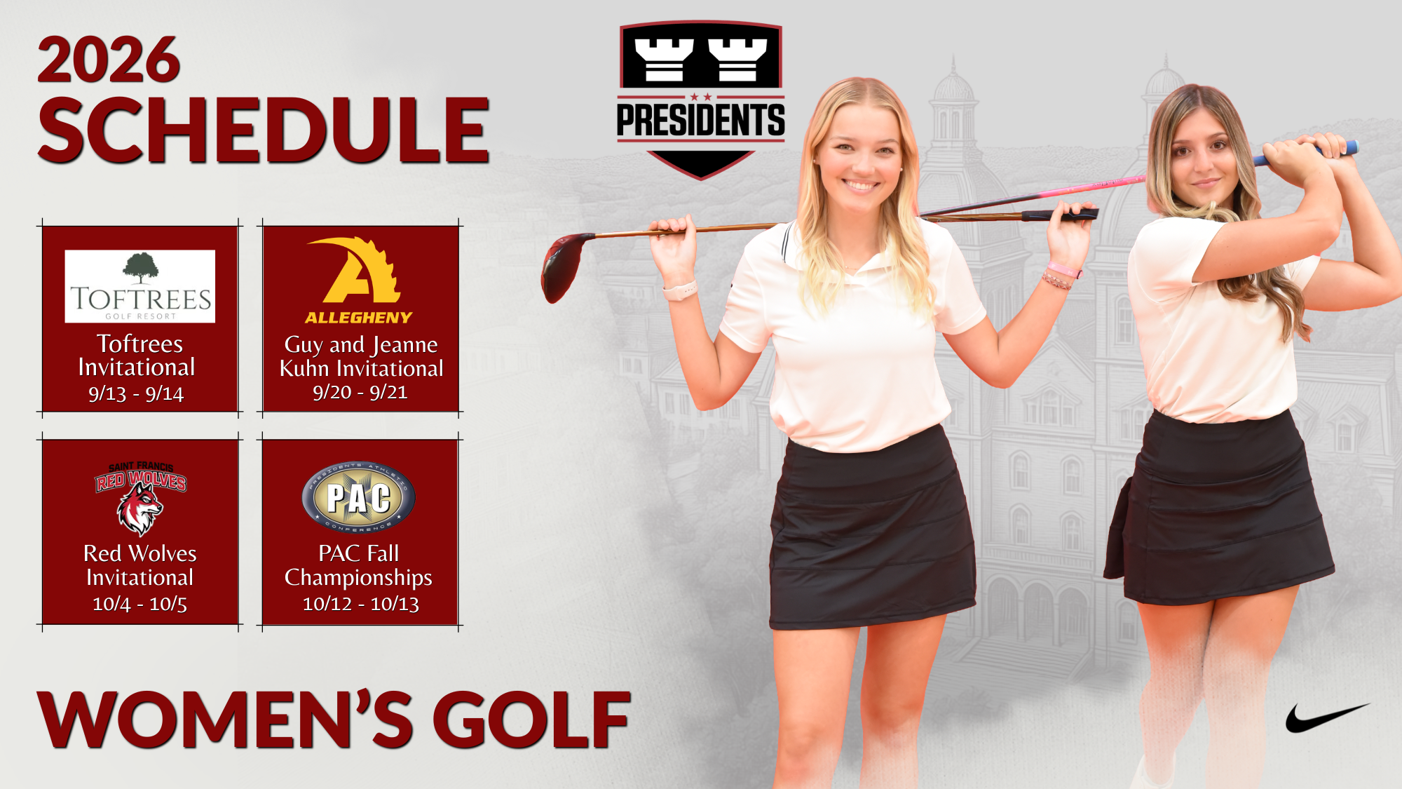 2026 Women's Golf Schedule Graphic