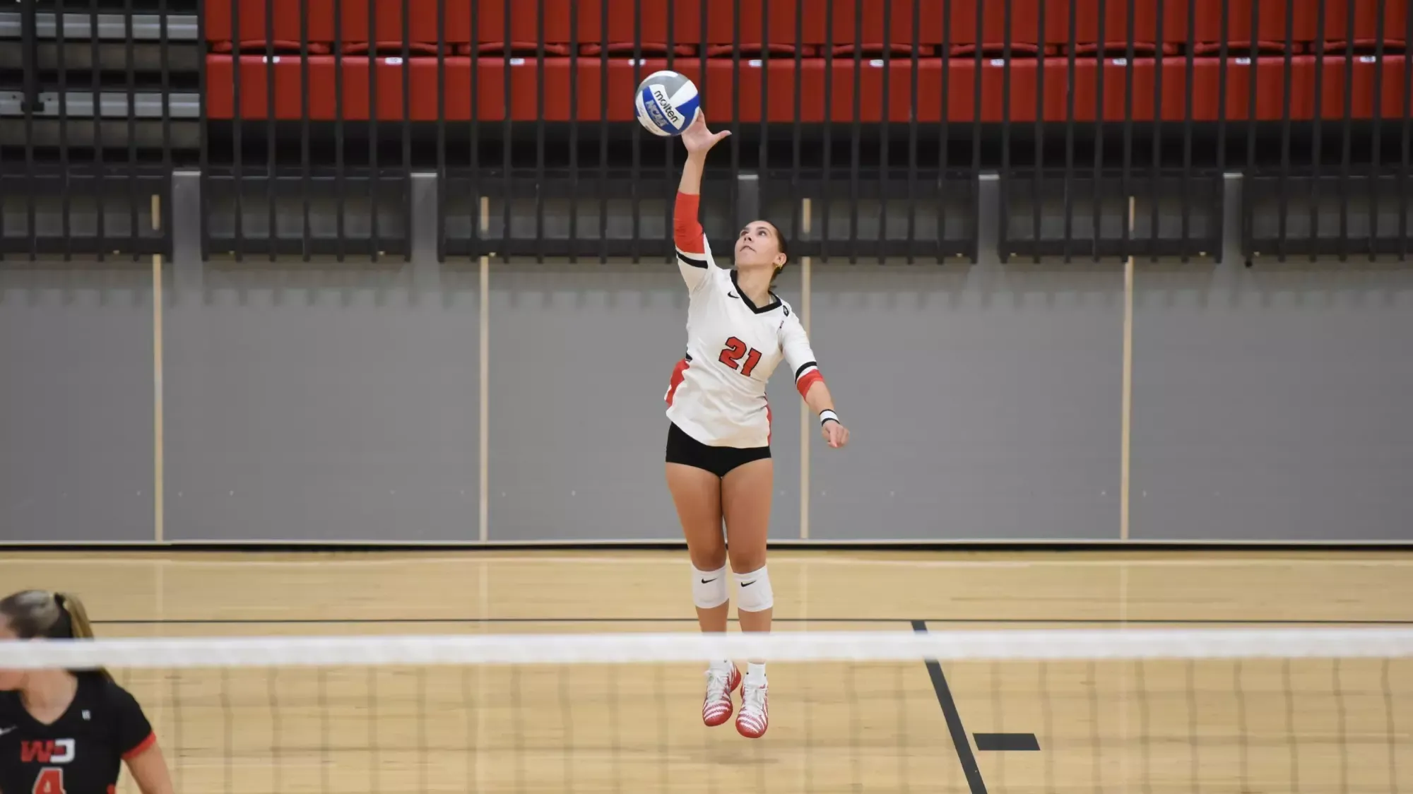 Syd Allen serving at 2026 Vicki Staton Memorial Tournament