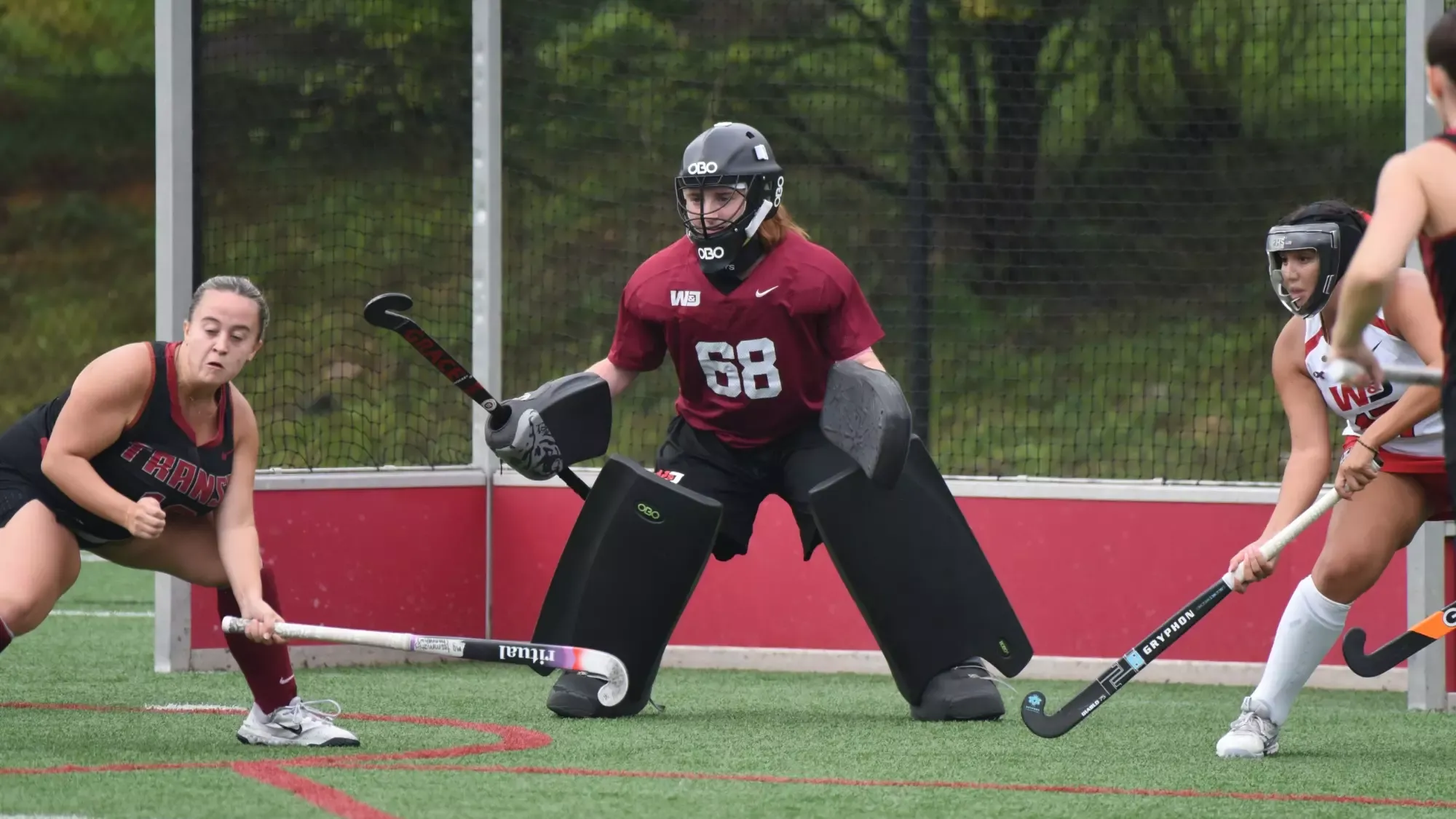 Grace Erhard awaits a shot in a 2026 game versus Transylvania 