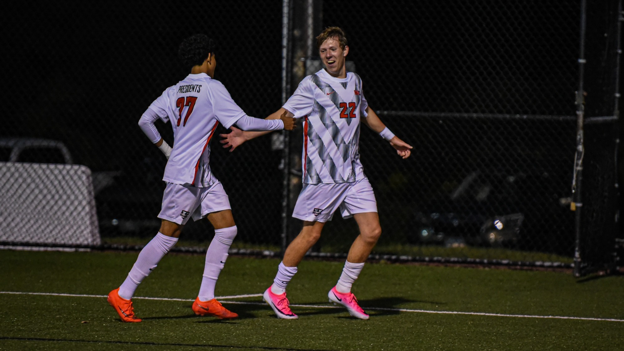 Ryan Noel and Julian Shaw celebrating goal vs Saint Francis