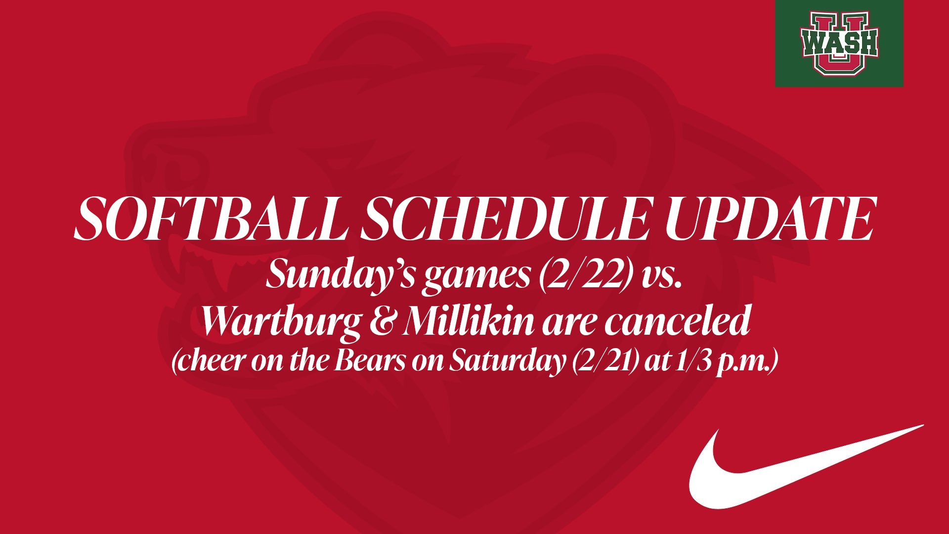 Softball Schedule update - 2/22/26