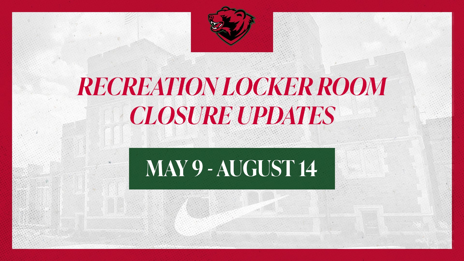 2026 Rec Locker Room closure