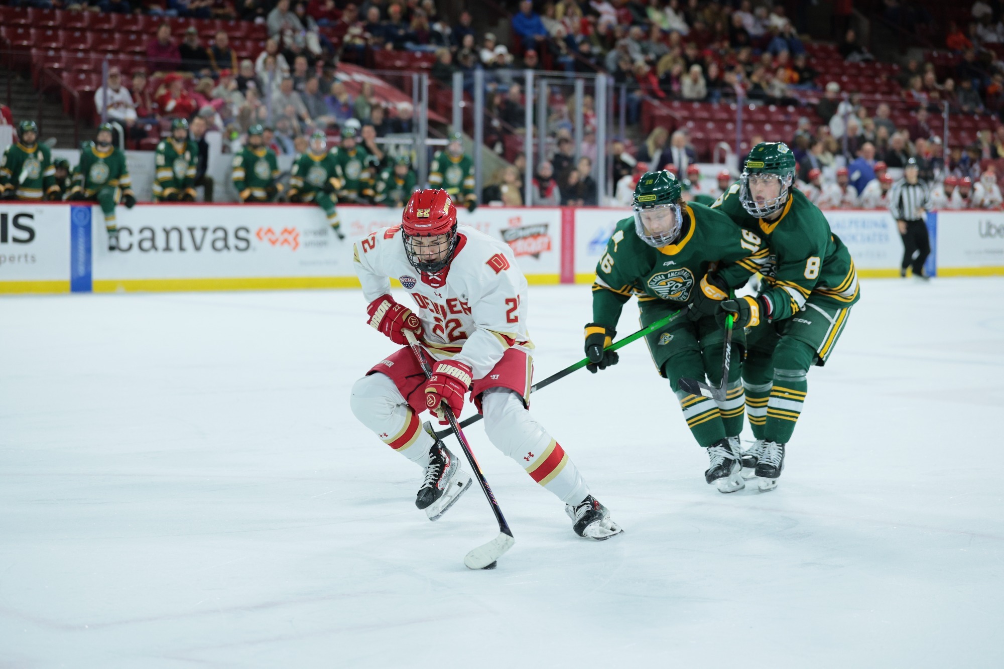 Brendan McMorrow takes on Alaska Anchorage in Denver, CO. (C. Morgan Engel/Clarkson Creative Photography)