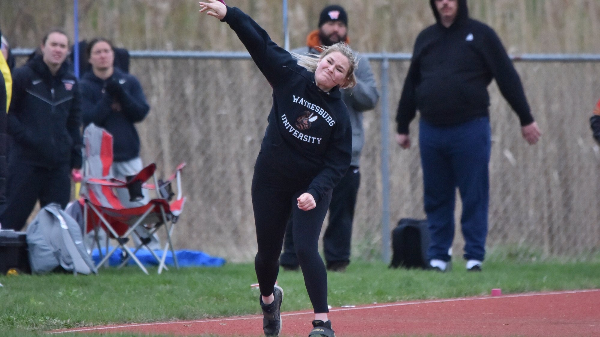 Peyton Kuhns throwing the javelin