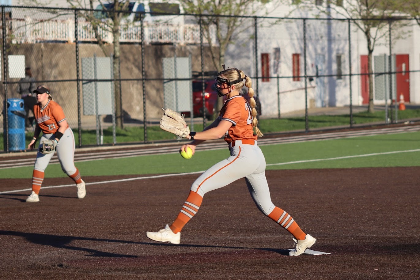 Morgan Walt goes into a pitch at Chatham