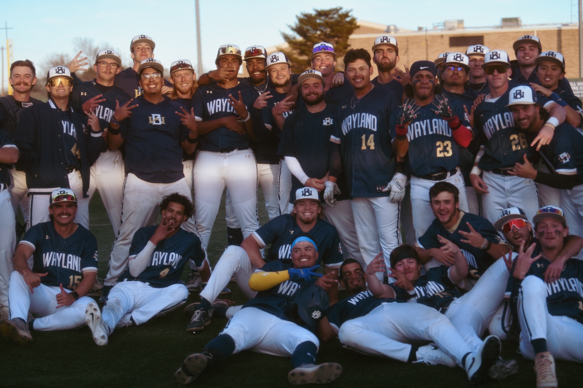 Baseball team photo after walk-off